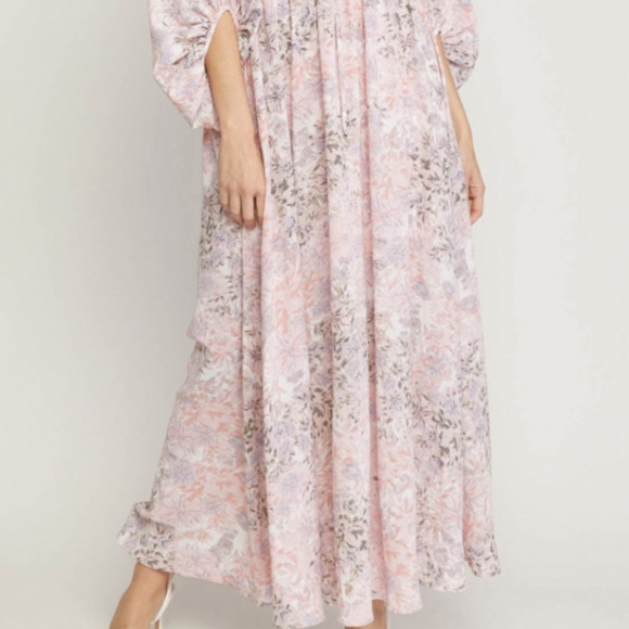 Pink Floral Cutout Maxi Dress - Picture 4 of 5